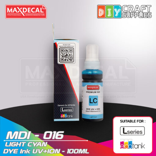 MAXDECAL MDI-016 DYE Ink UV+ION Light Cyan (100ml)