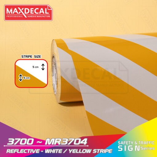 MAXDECAL 3700-MR3704 Reflective White / Yellow Stripe